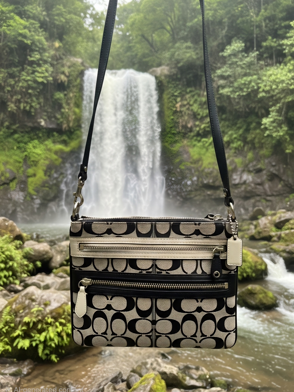 Coach Signature Crossbody Bag in Black & Beige1